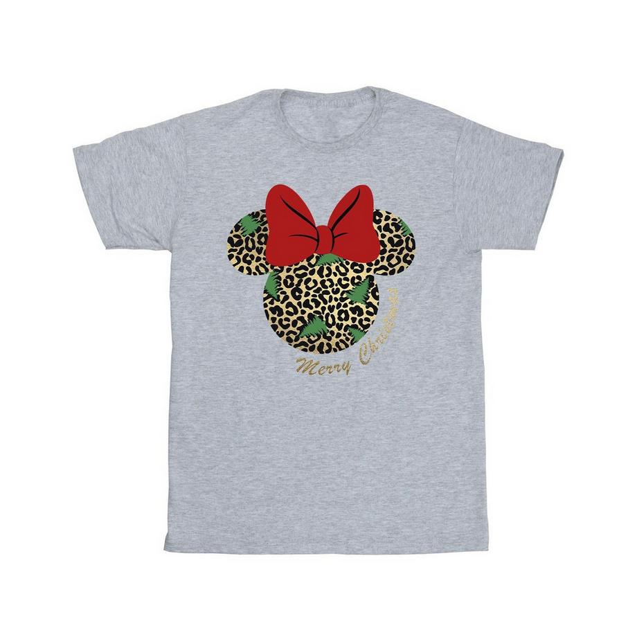 Disney Minnie Mouse Maglietta Natalizia Stampa Leopardata  