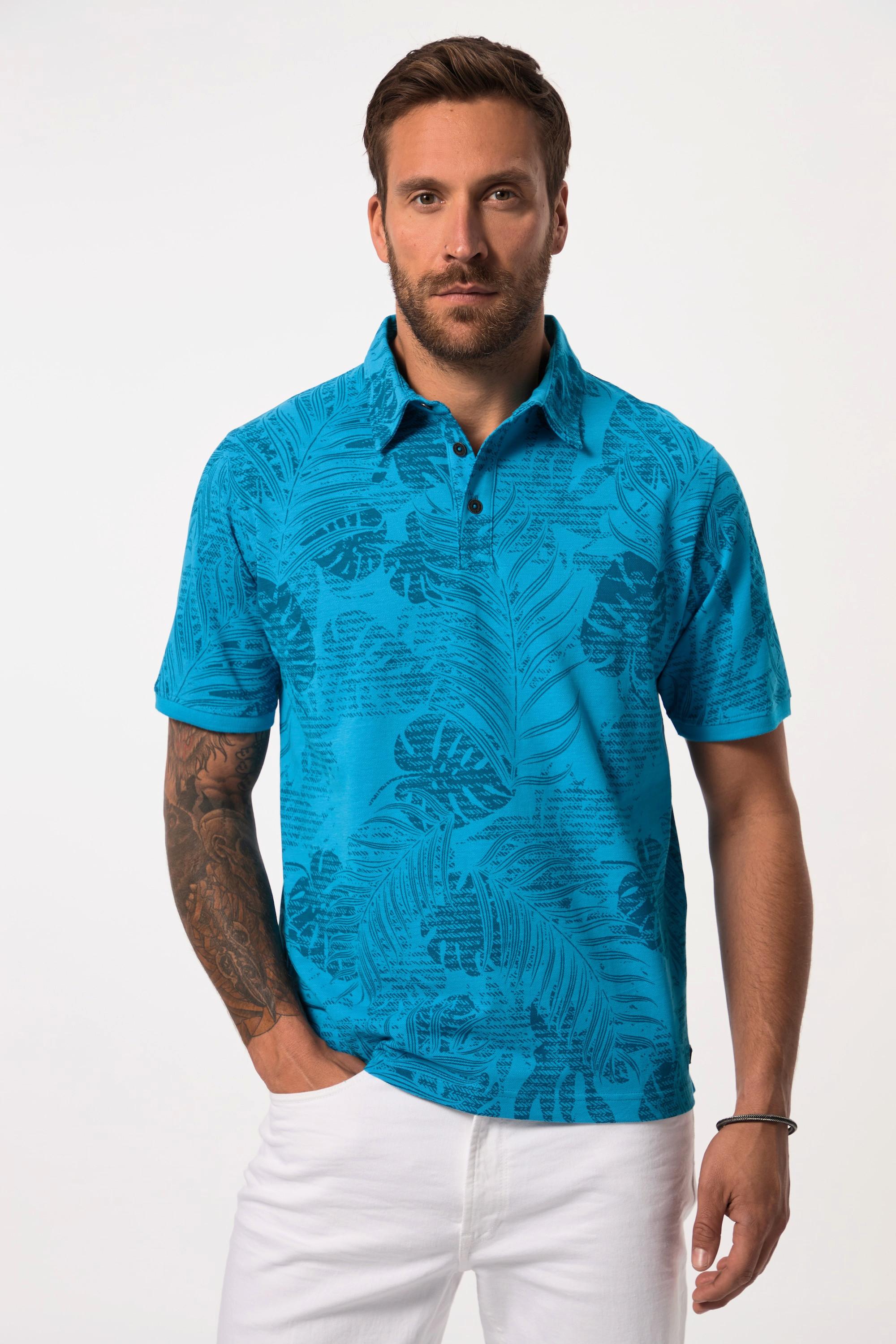 JP1880  Poloshirt, Halbarm, Piqué, floraler Print 