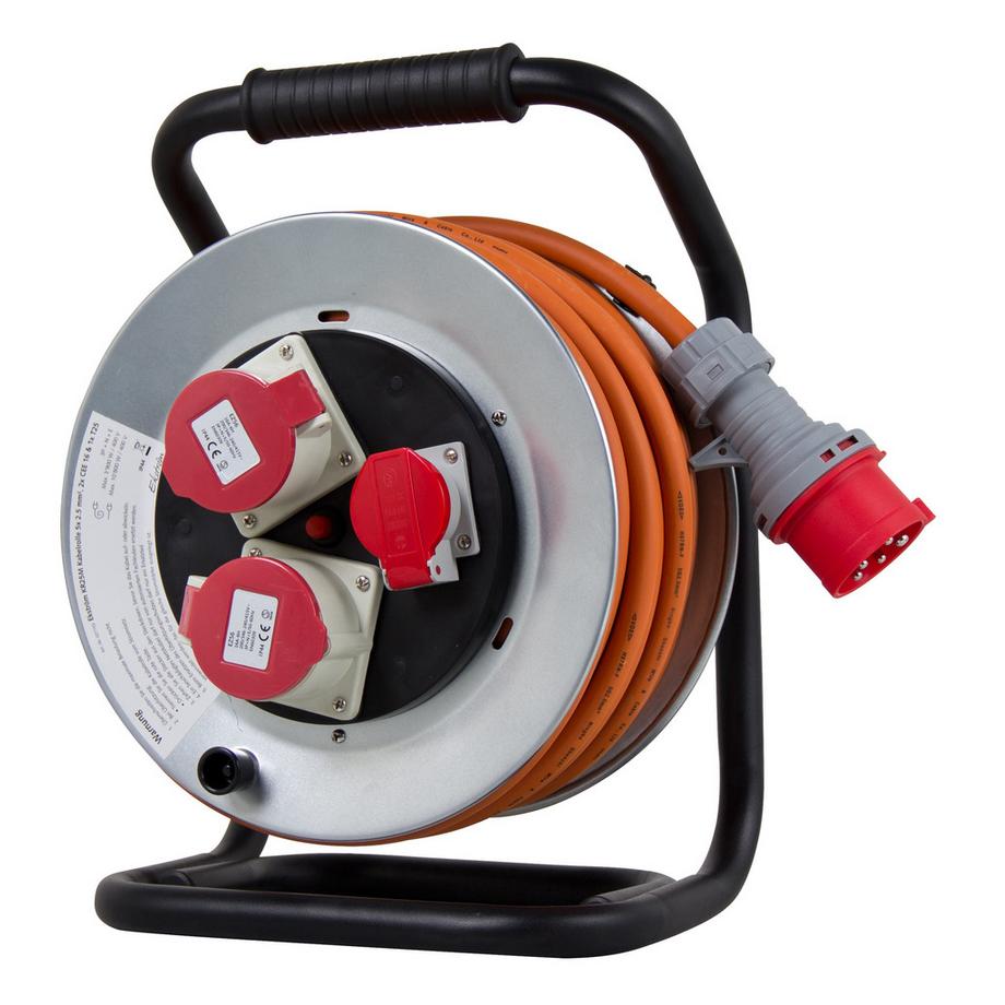 Ekström  Kabelrolle KR25M 5x2.5mm2, 2x CEE 16 & 1x T25 