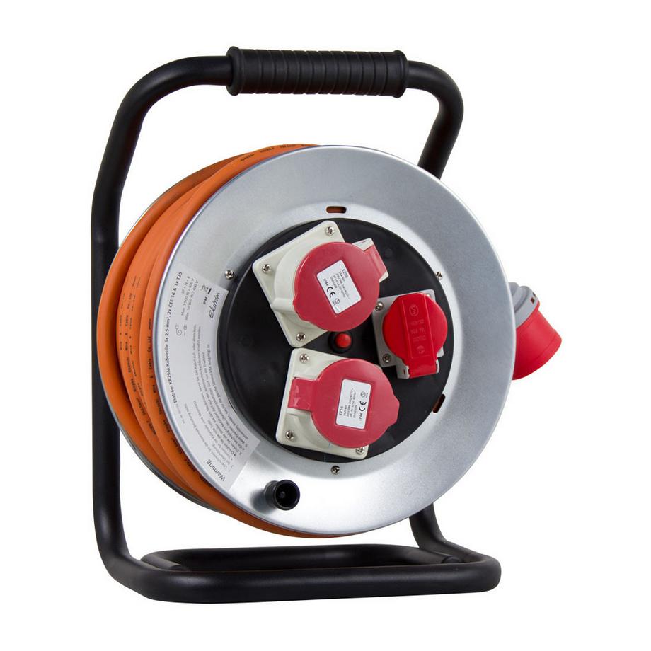 Ekström  Kabelrolle KR25M 5x2.5mm2, 2x CEE 16 & 1x T25 