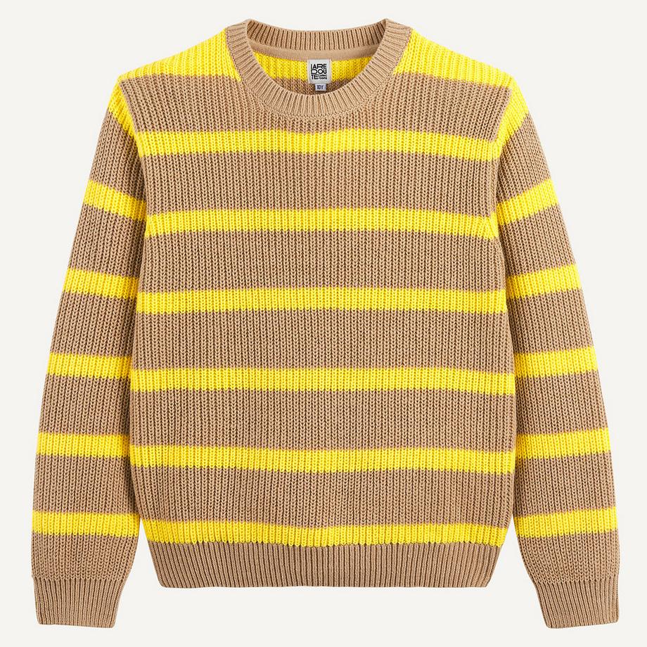 La Redoute Collections  Pull col rond rayé en maille côtelée 