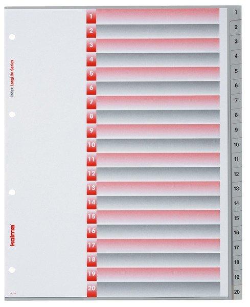 Kolma  KOLMA Register LongLife XL A4 19.419.03 grau, 1-20, 4-Loch 