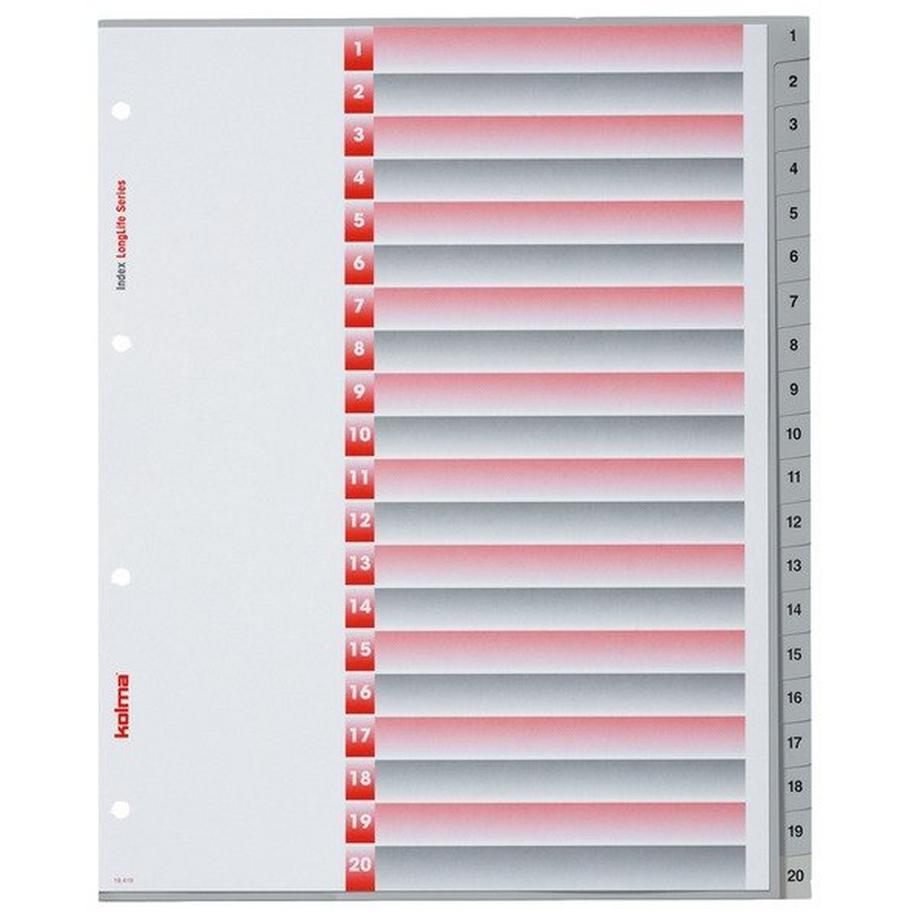 Kolma  KOLMA Register LongLife XL A4 19.419.03 grau, 1-20, 4-Loch 