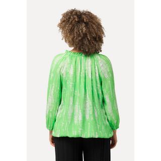 Ulla Popken  Blusa con righe, ruche, orlo elastico e maniche a 3/4 