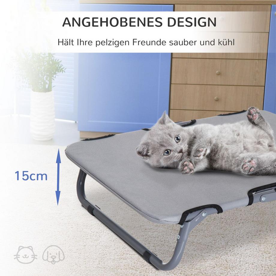 Northio  Hundeliege Outdoor Faltbares Hundebett, Katzenbett, Schlafplatz, Grau, 59X46X15Cm 