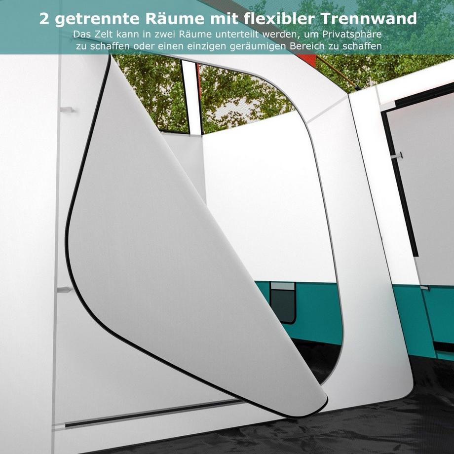 Northix  Tenda grande con tendalino e pavimento, 2 stanze, 2 ingressi e borsa per il trasporto, tenda da campeggio per famiglie M 
