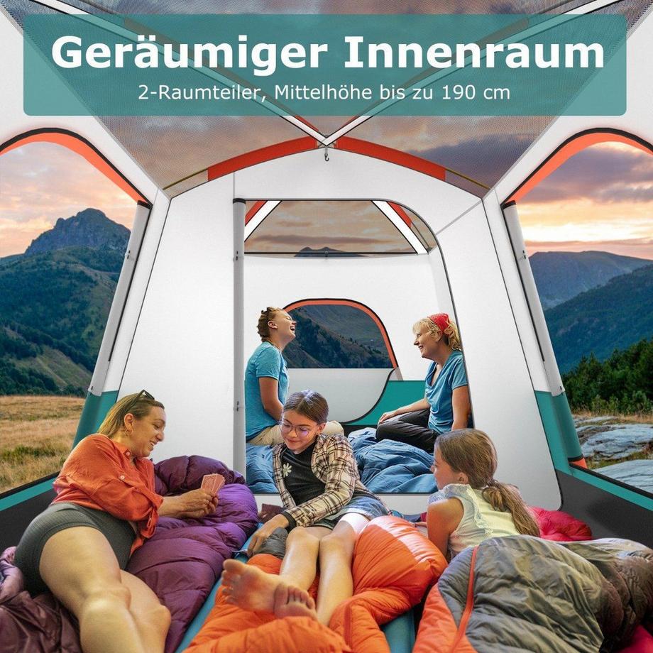 Northix  Tenda grande con tendalino e pavimento, 2 stanze, 2 ingressi e borsa per il trasporto, tenda da campeggio per famiglie M 