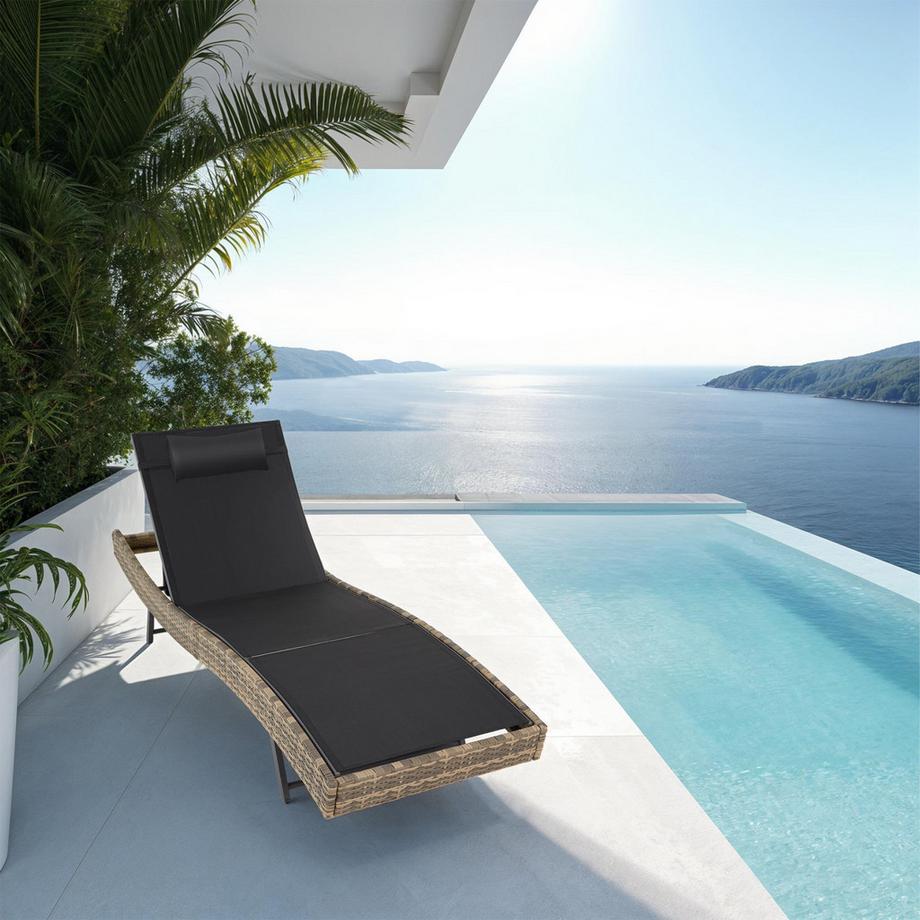Tectake Lettino prendisole in rattan  Aurora  robusto e resistente ai raggi UV  