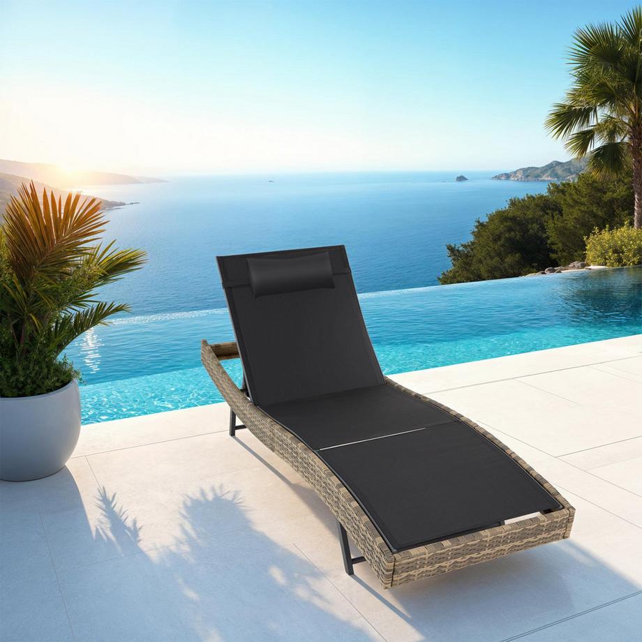 Tectake Lettino prendisole in rattan  Aurora  robusto e resistente ai raggi UV  