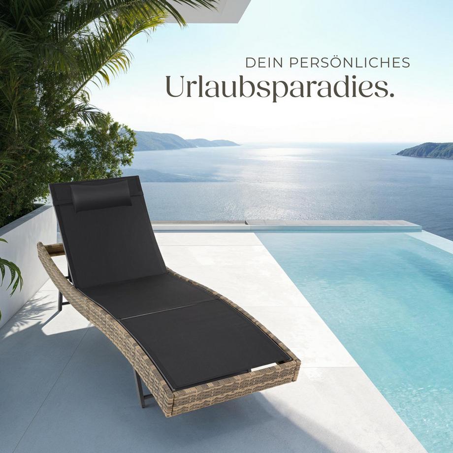Tectake Lettino prendisole in rattan  Aurora  robusto e resistente ai raggi UV  