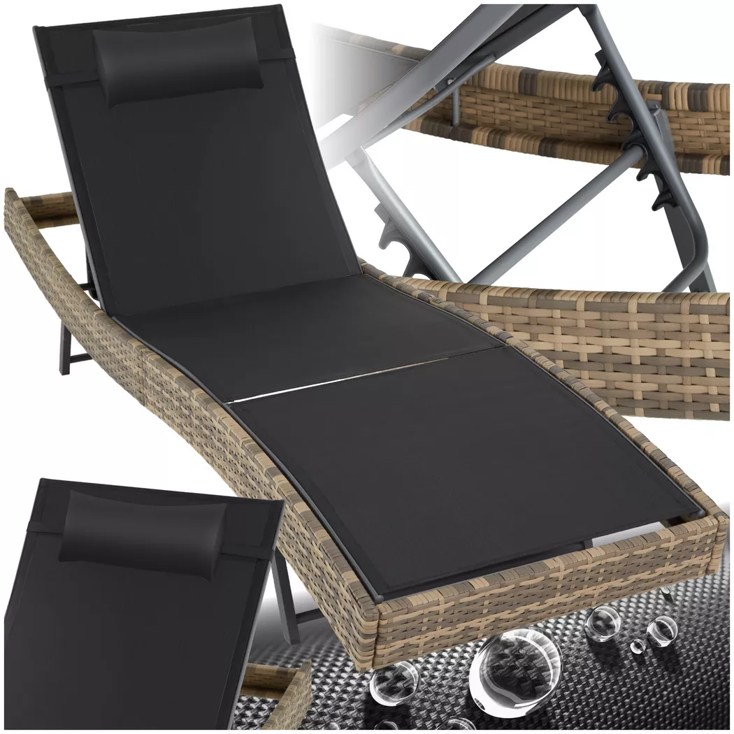 Tectake - Rattan Sonnenliege Moana widerstandsfähig und UV-beständig luftdurchlässig, 1 Stück, Braun