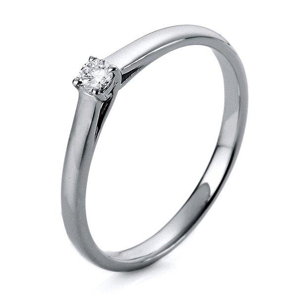 Image of Solitär-ring 750/18k Weissgold Diamant 0.1ct. Damen Silber ONE SIZE