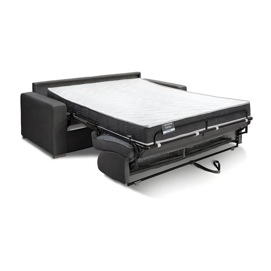 Vente-unique Canapé 4 places convertible express en velours beige - Couchage lattes larges 160 cm - Matelas 18 cm avec mémoire de forme CALITO  