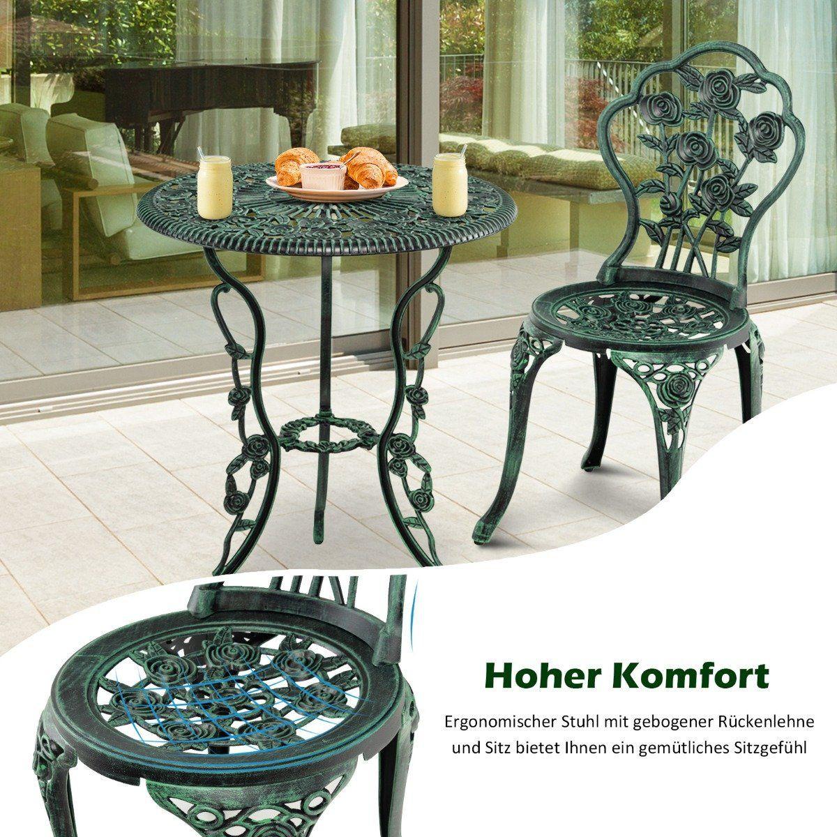 Northio 3 pezzi Antico set da bistrot dal design rosa, set da balcone, set da giardino con 2 sedie  