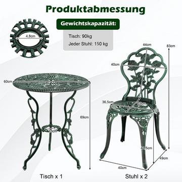 3 pezzi Antico set da bistrot dal design rosa, set da balcone, set da giardino con 2 sedie