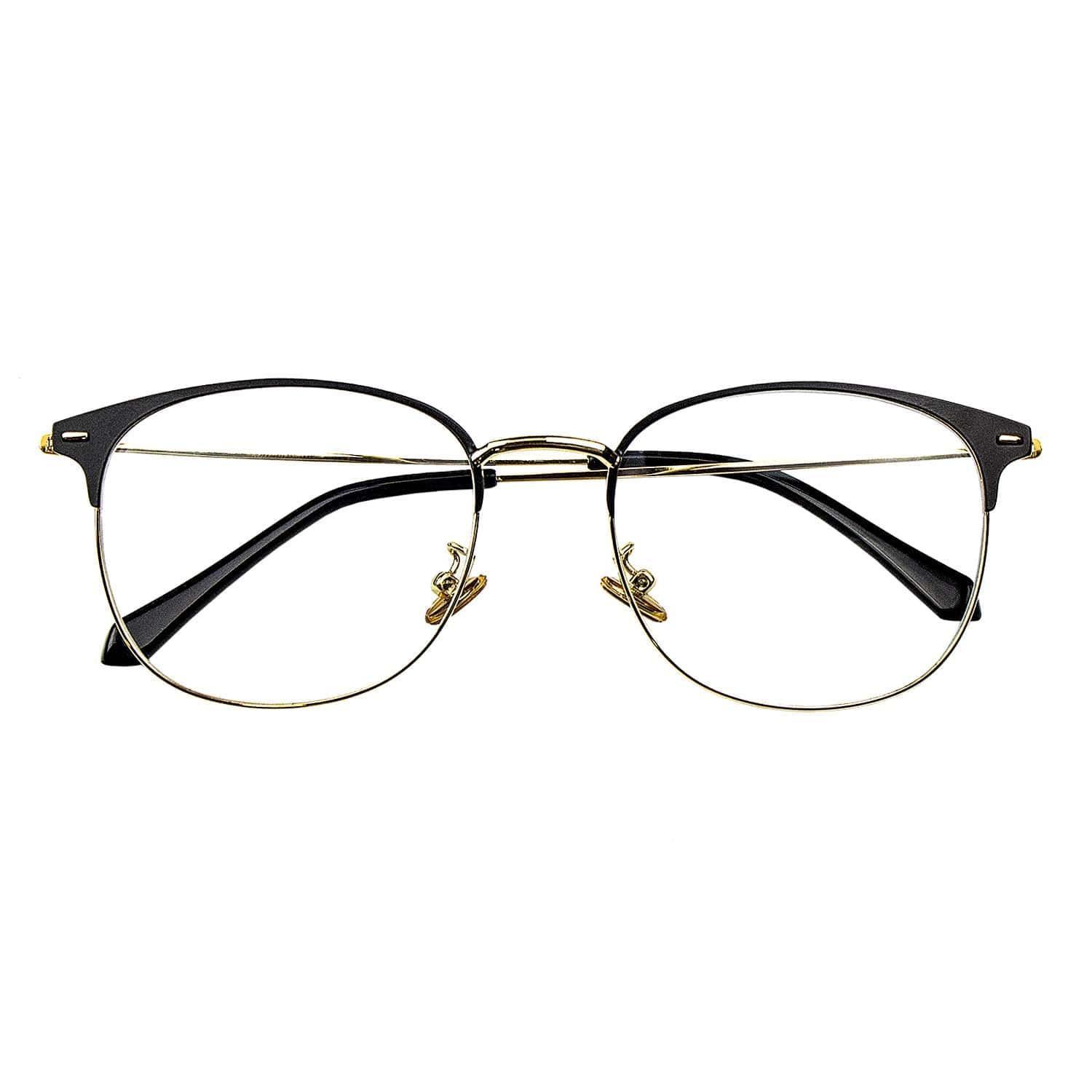 eStore  Anti-Blaulichtbrille, Clubmaster - Schwarz / Gold 