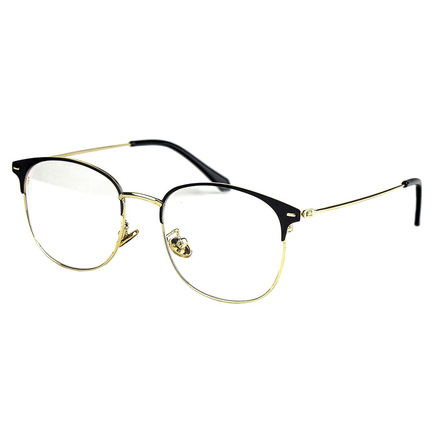 eStore  Anti-Blaulichtbrille, Clubmaster - Schwarz / Gold 