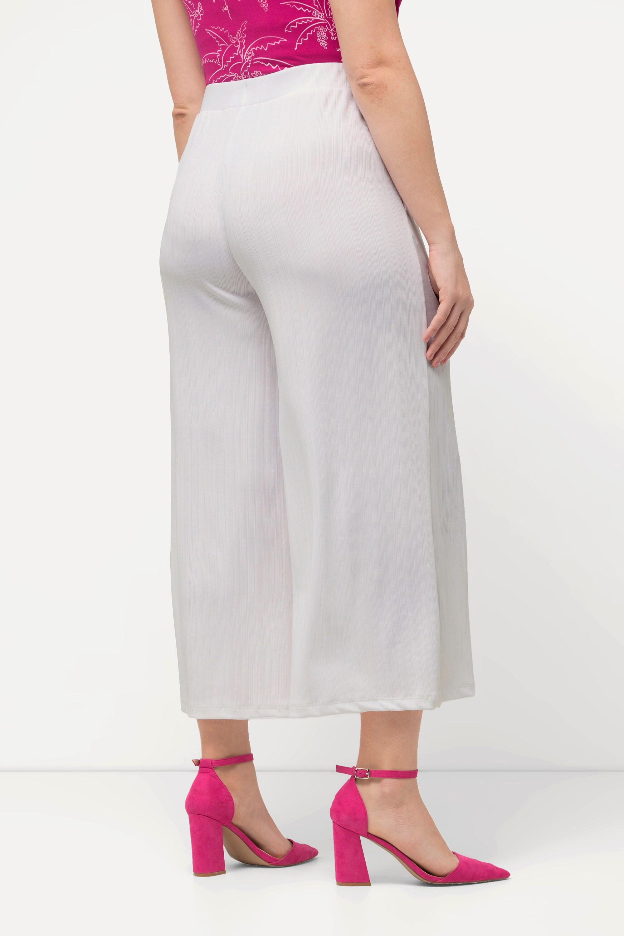 Ulla Popken  Culottes in tessuto operato lunghe fino al polpaccio con taglio della gamba dritto e cintura elastica 