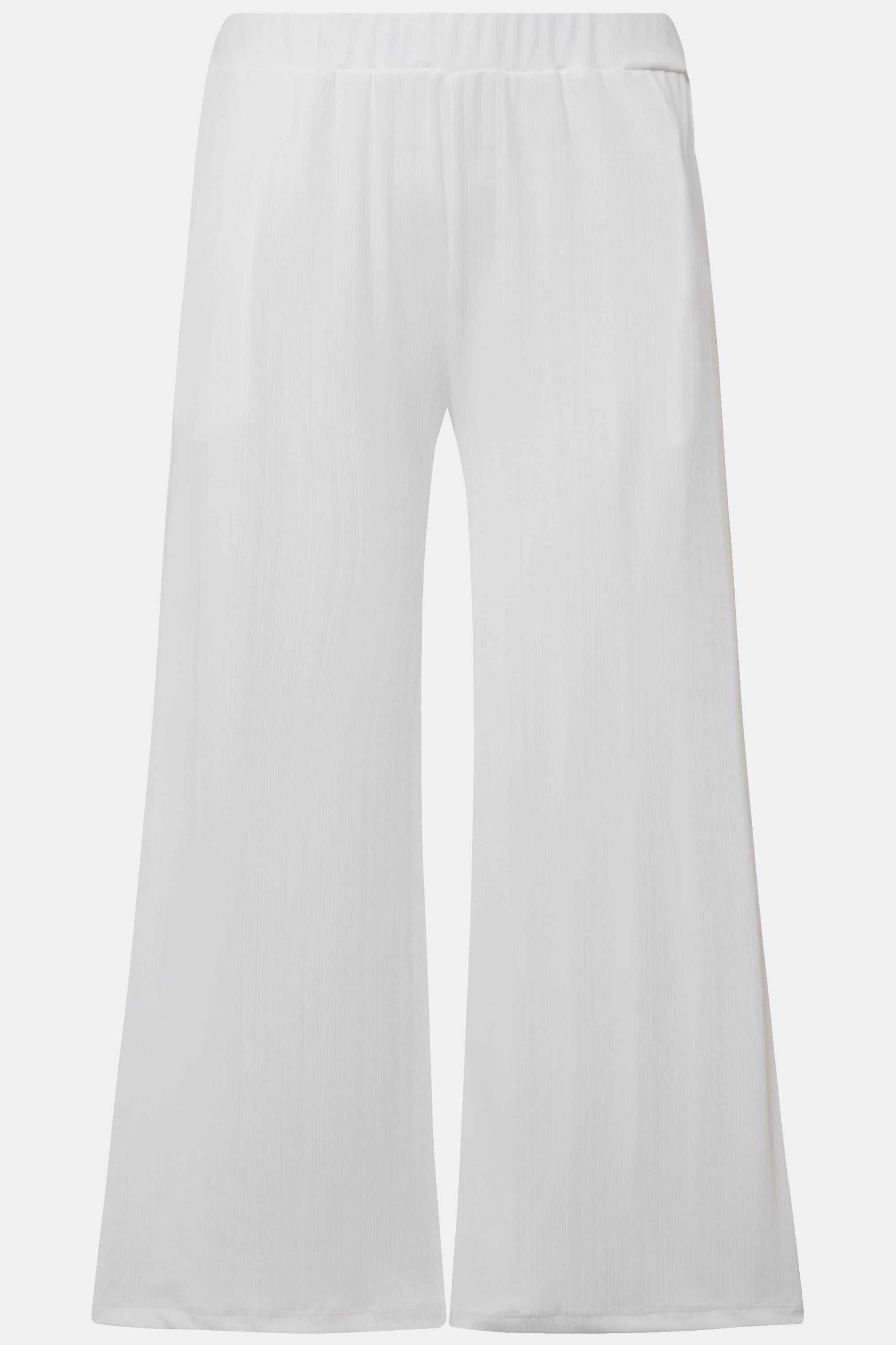 Ulla Popken  Culottes in tessuto operato lunghe fino al polpaccio con taglio della gamba dritto e cintura elastica 