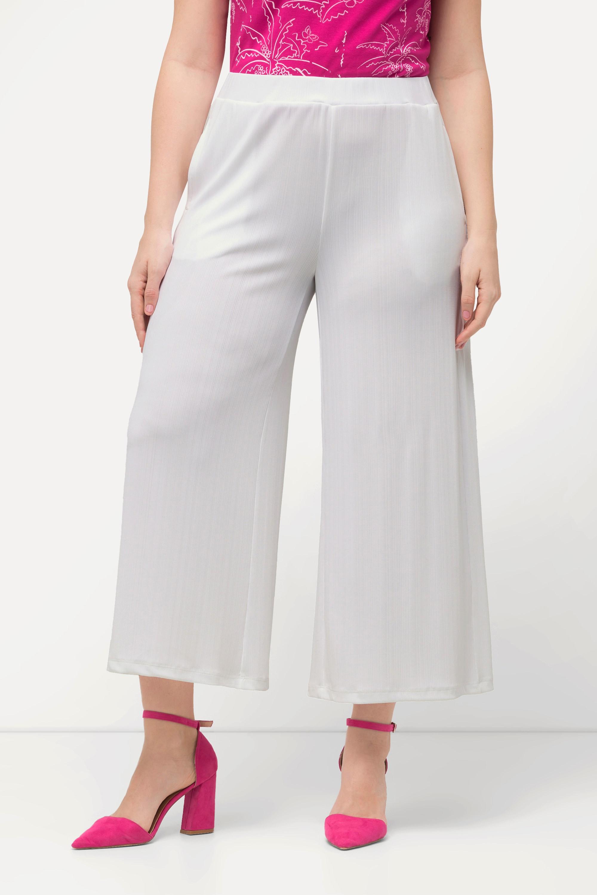 Ulla Popken  Culottes in tessuto operato lunghe fino al polpaccio con taglio della gamba dritto e cintura elastica 