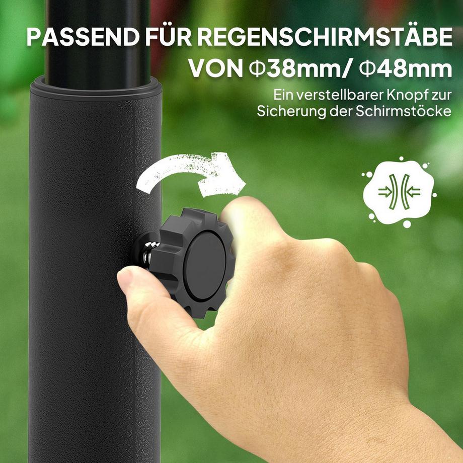 Northio Sonnenschirmständer bis 25 kg befüllbar Schirmständer mit Rollen, Quadratisch Schirmhalter, Schirmgewicht, Ständer für Sonnenschirm Ø38/48 mm, für Balkon, Terasse, Garten, Schwarz  