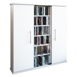 VCM CD Regal Holz | CD Schrank mit 1 ESG-Sicherheitsglastür und 2 Holztüren für 450 CDs oder 195 DVDs oder 108-Videos | Maße: H. 92 x B. 86 x T. 18 cm |  