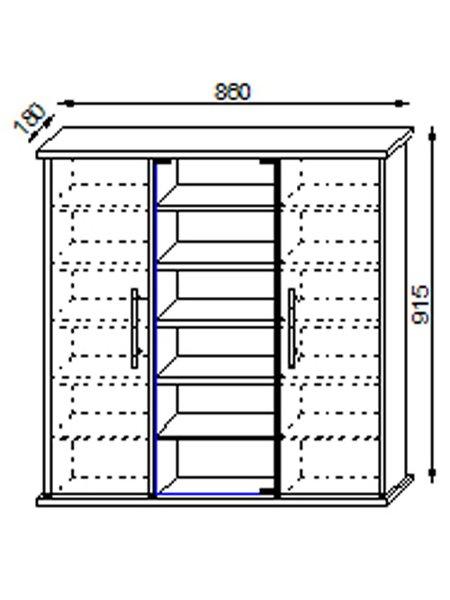 VCM CD Regal Holz | CD Schrank mit 1 ESG-Sicherheitsglastür und 2 Holztüren für 450 CDs oder 195 DVDs oder 108-Videos | Maße: H. 92 x B. 86 x T. 18 cm |  