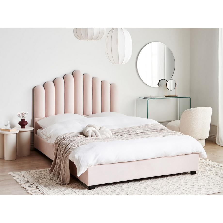 Beliani Wasserbett aus Samtstoff Minimalistisch VINCENNES  