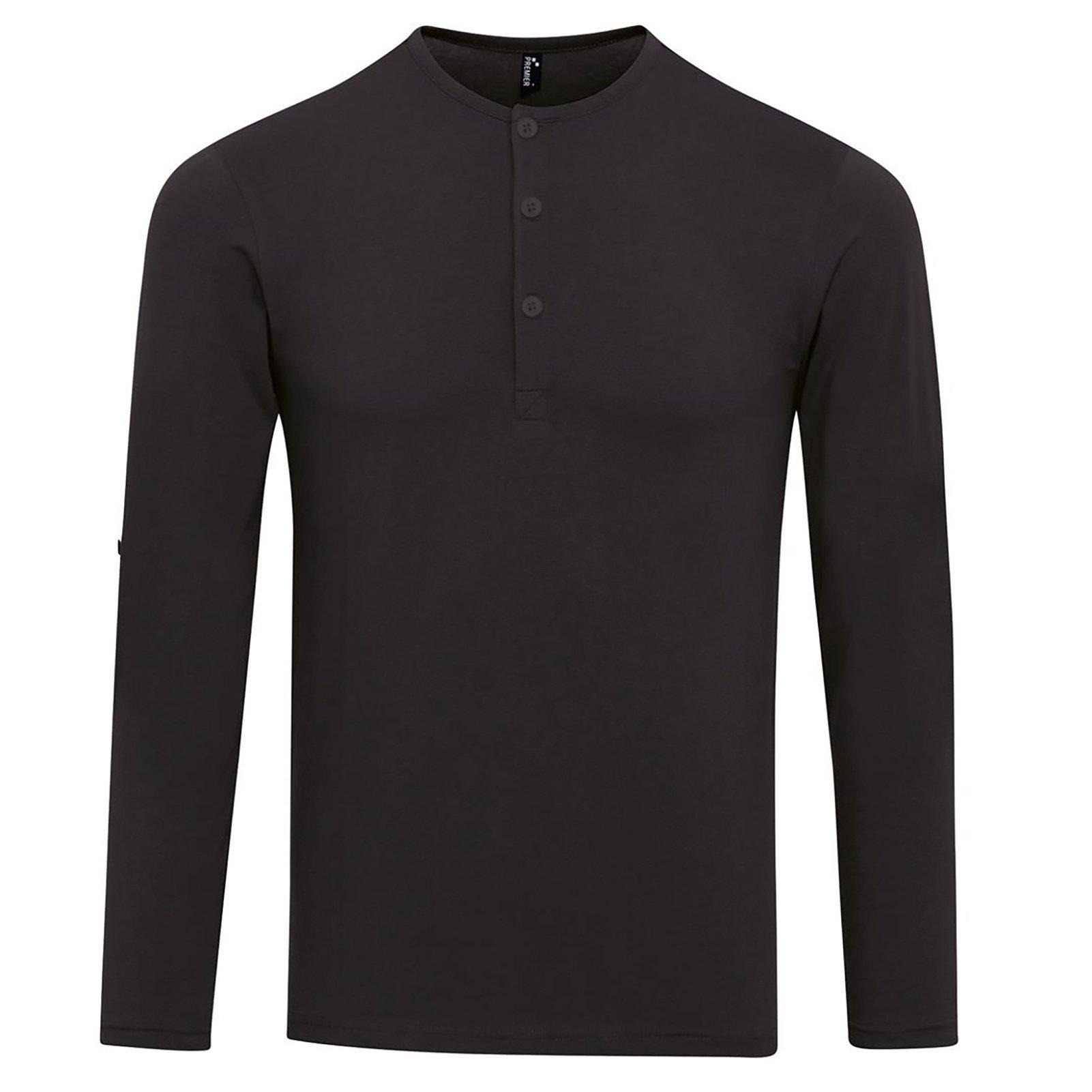 Image of Tshirt Mit Rundhalsausschnitt, Lange Ärmel Zum Aufrollen Herren Schwarz XL