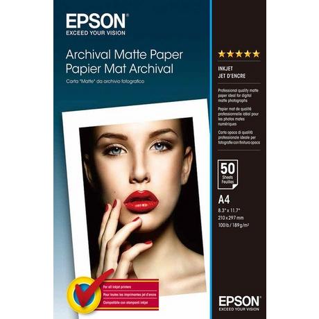 EPSON Archival Carta opaca, DIN A4, 189 g/m², 50 Fogli  