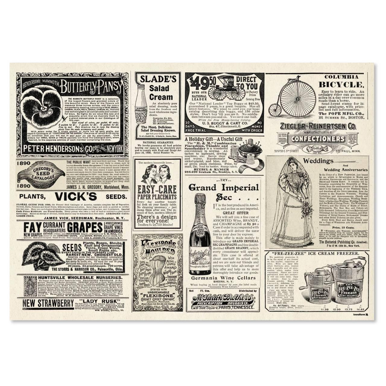 trendform Papiertischset NEWSPAPER 4 Sujets à 12 Blatt  