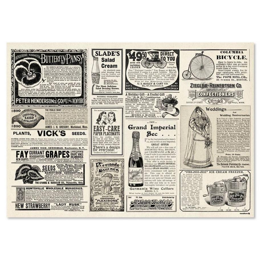 trendform Papiertischset NEWSPAPER 4 Sujets à 12 Blatt  