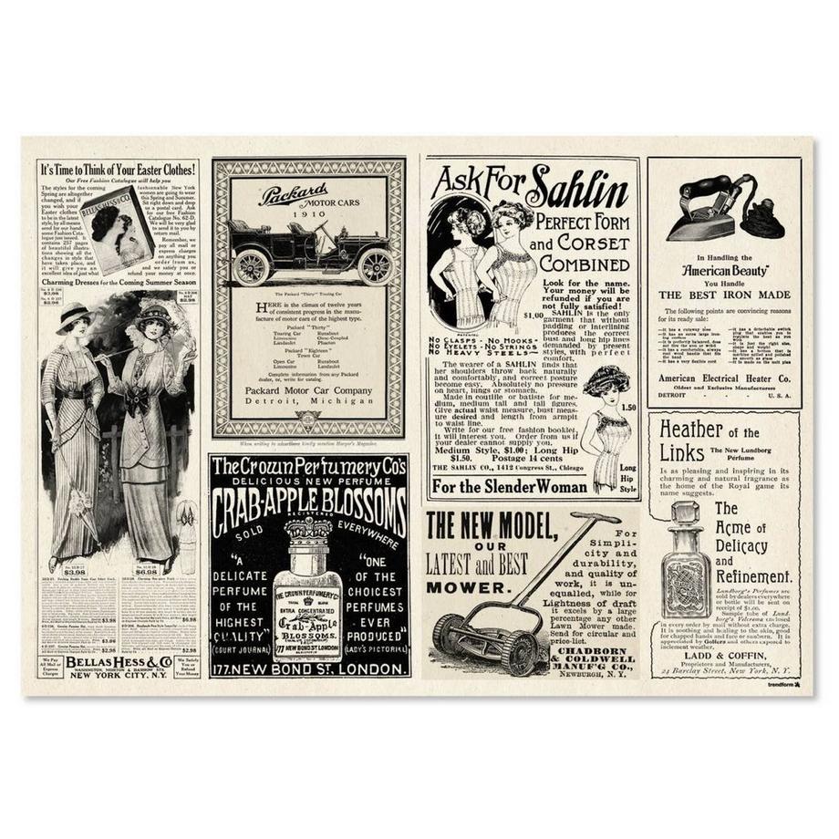 trendform Papiertischset NEWSPAPER 4 Sujets à 12 Blatt  