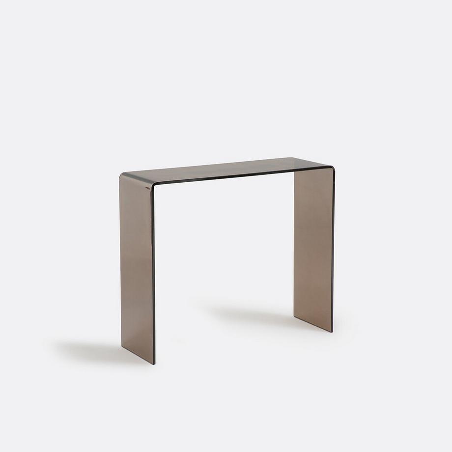 Konsole aus rauchfarbenem gehärtetem Glas