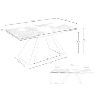 ANGEL CERDA Rechteckiger ausziehbarer Esstisch aus Porzellanmarmor und taupefarbenem Stahl  