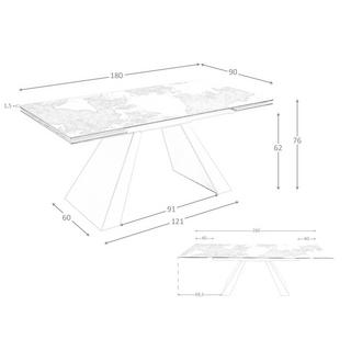 ANGEL CERDA Ausziehbarer Esstisch Rechteckig porzellanmarmor  