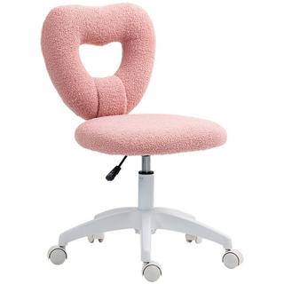 Northio Chaise de bureau, chaise de bureau, chaise de bureau pivotante avec dossier en forme de cœur, sans accoudoirs, chaise de coiffeuse en polaire Teddy réglable en hauteur pour bureau, rose  