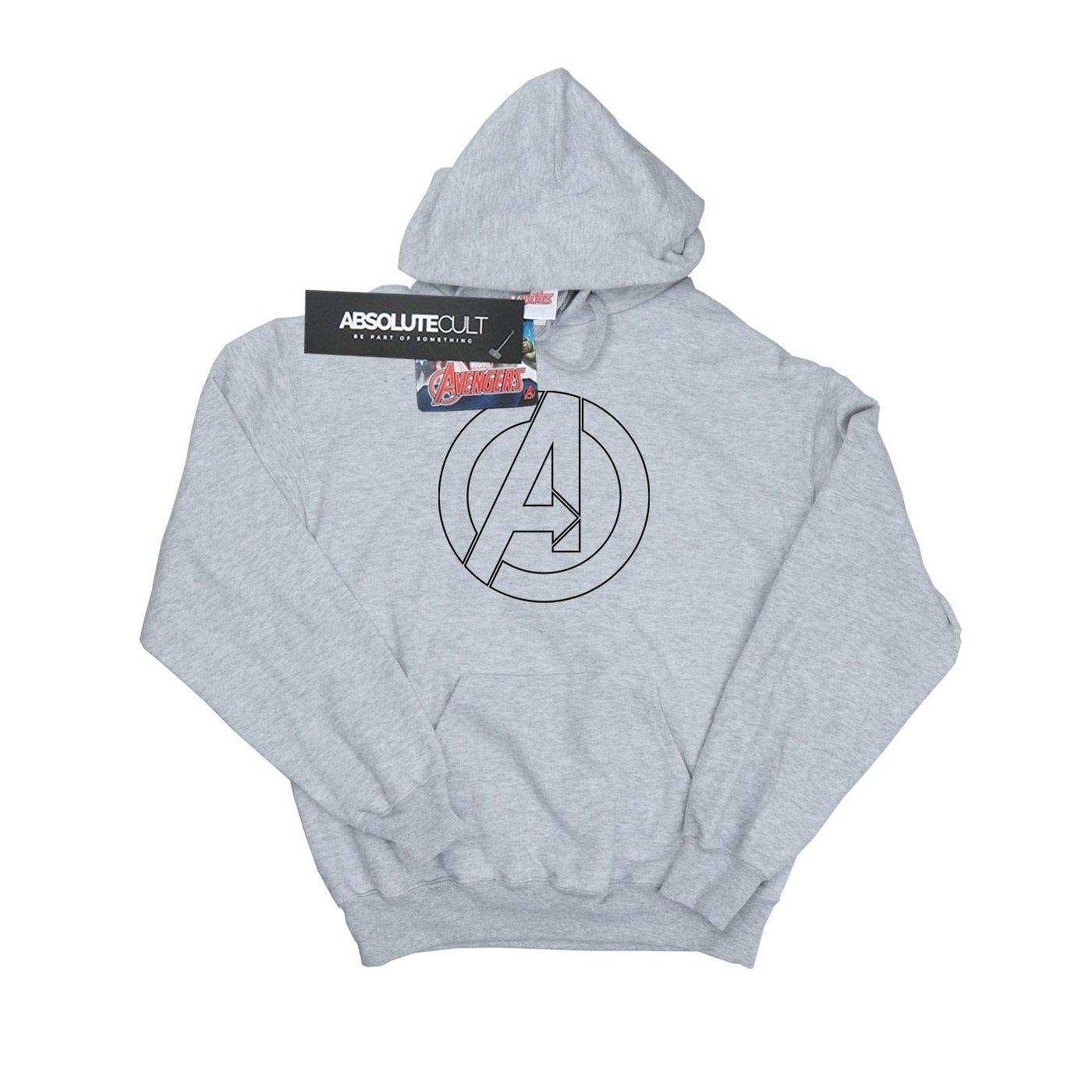 Image of Avenegers Assemble A Logo Outline Kapuzenpullover Unisex Grau 128
