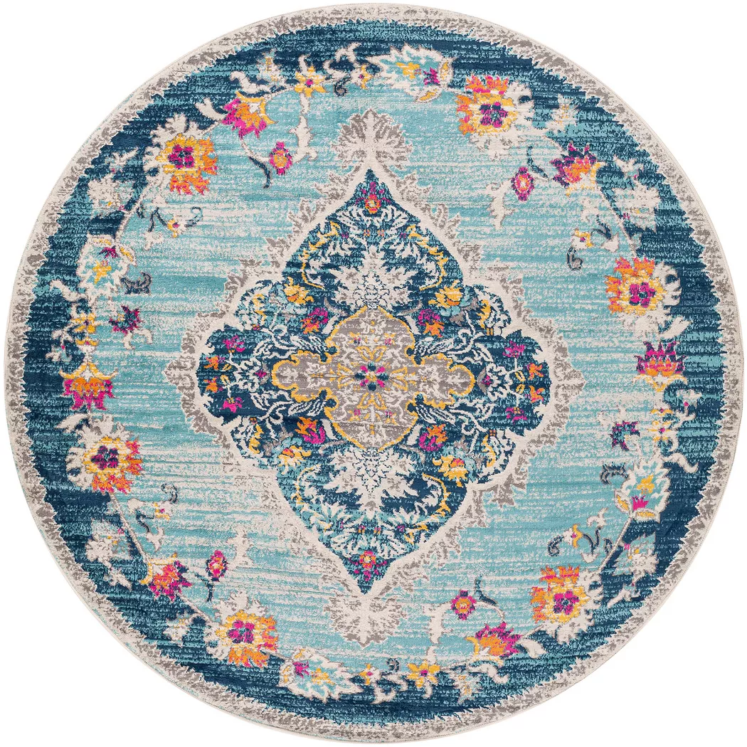 LIVABLISS - Vintage Orient-Teppich ROMY, 160X160CM, Blau