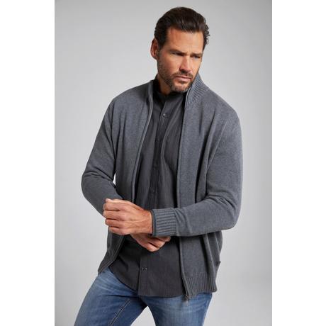 JP1880  Cardigan, col montant et bords-côtes 