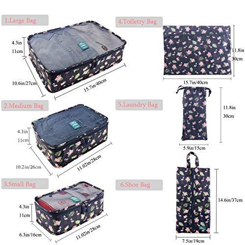 Only-bags.store  Kleidersack-Set, 6-teilige Koffertasche, ultraleichtes Koffer-Organizer-Set für Reisen, Duffle, Handgepäck und Rucksäcke Blau 