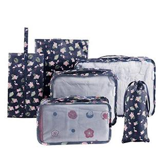 Only-bags.store  Kleidersack-Set, 6-teilige Koffertasche, ultraleichtes Koffer-Organizer-Set für Reisen, Duffle, Handgepäck und Rucksäcke Blau 