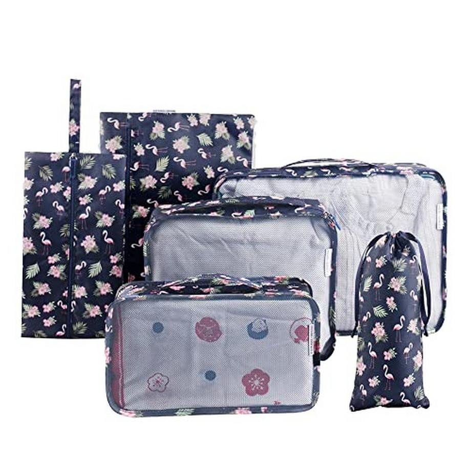 Ensemble de sacs à vêtements, 6 pièces, sac de valise ultra léger pour le voyage, Duffle, bagage à main et sac à dos Bleu
