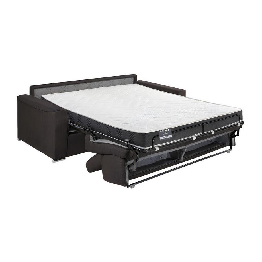 LINEA SOFA Canapé 3 places convertible express en tissu beige - couchage lattes larges 140 cm - Matelas 16 cm avec mémoire de forme VIZIR  