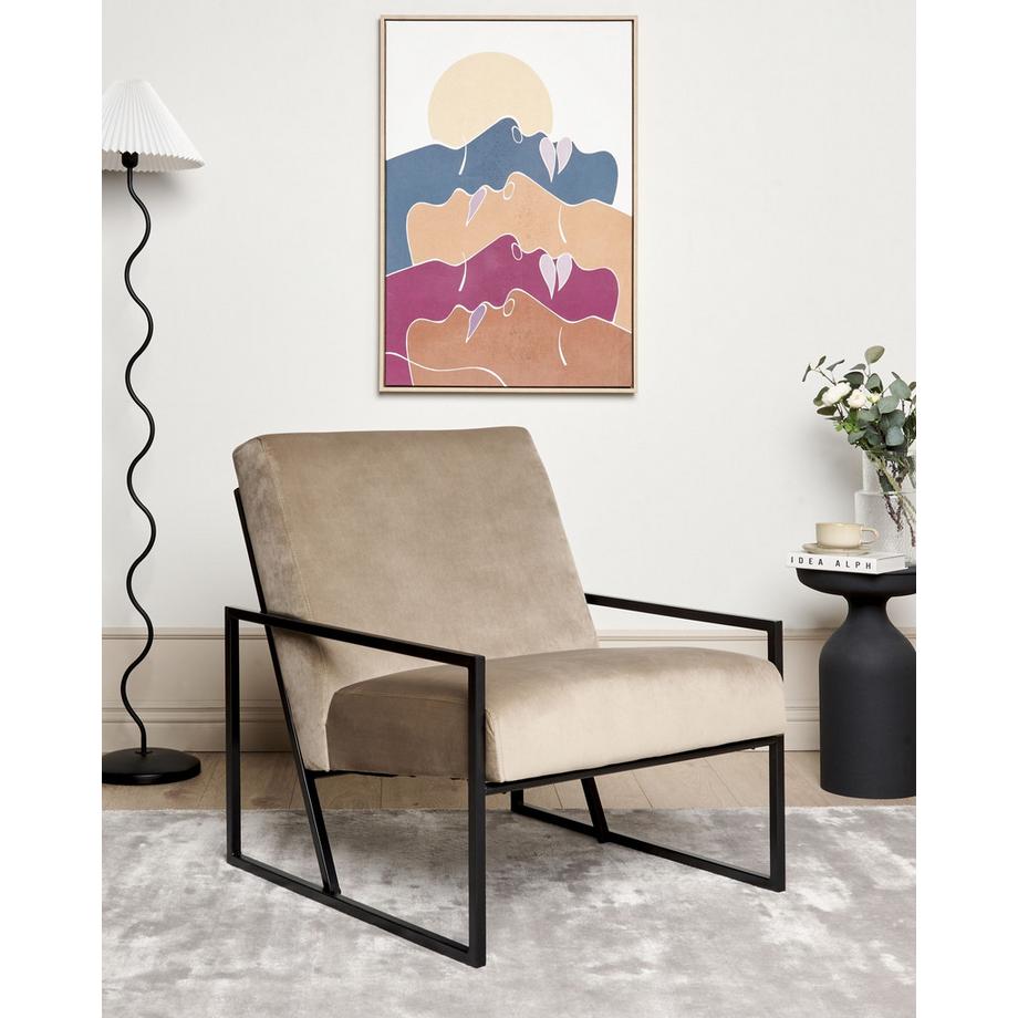 Beliani Fauteuil en Velours Moderne DELARY  