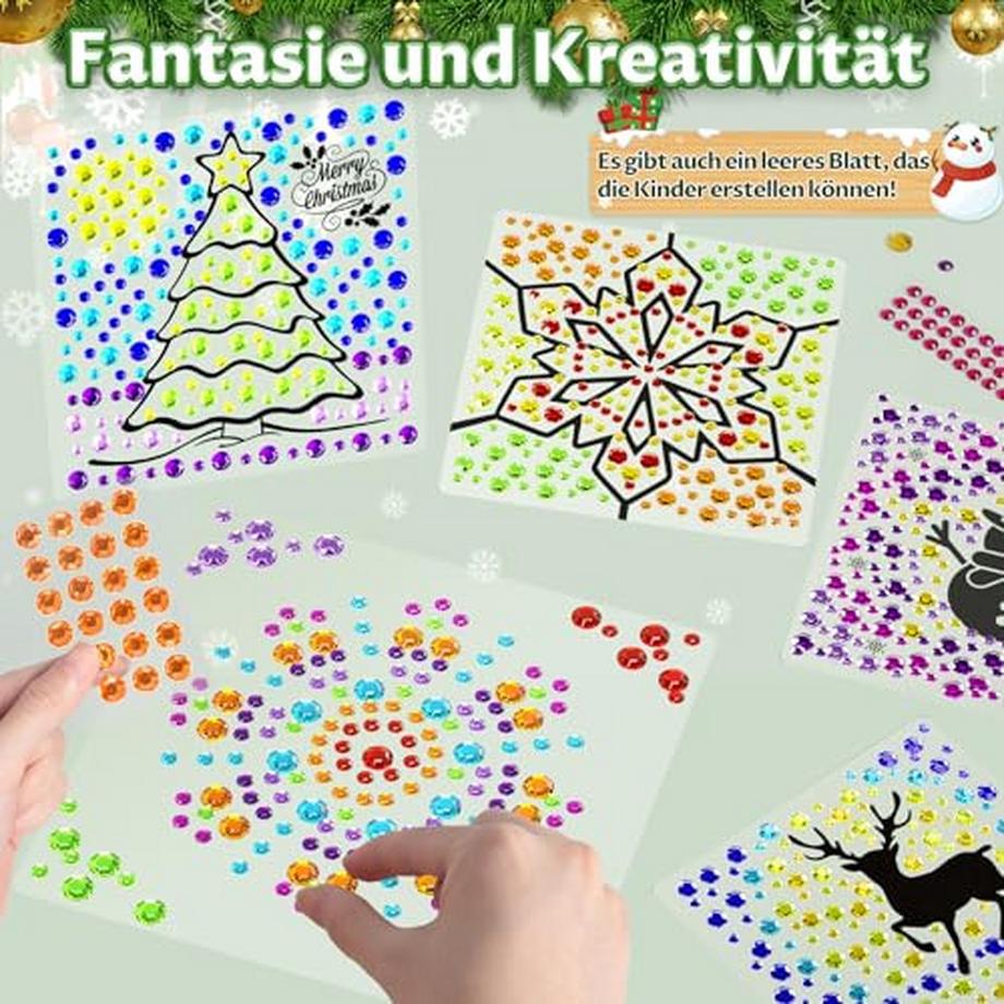 Activity-board  Edelstein-Kunst-Kit für Kinder, 4 Weihnachts-Thema Fenster Kunst, Sonne Edelstein-Kits für Kind 