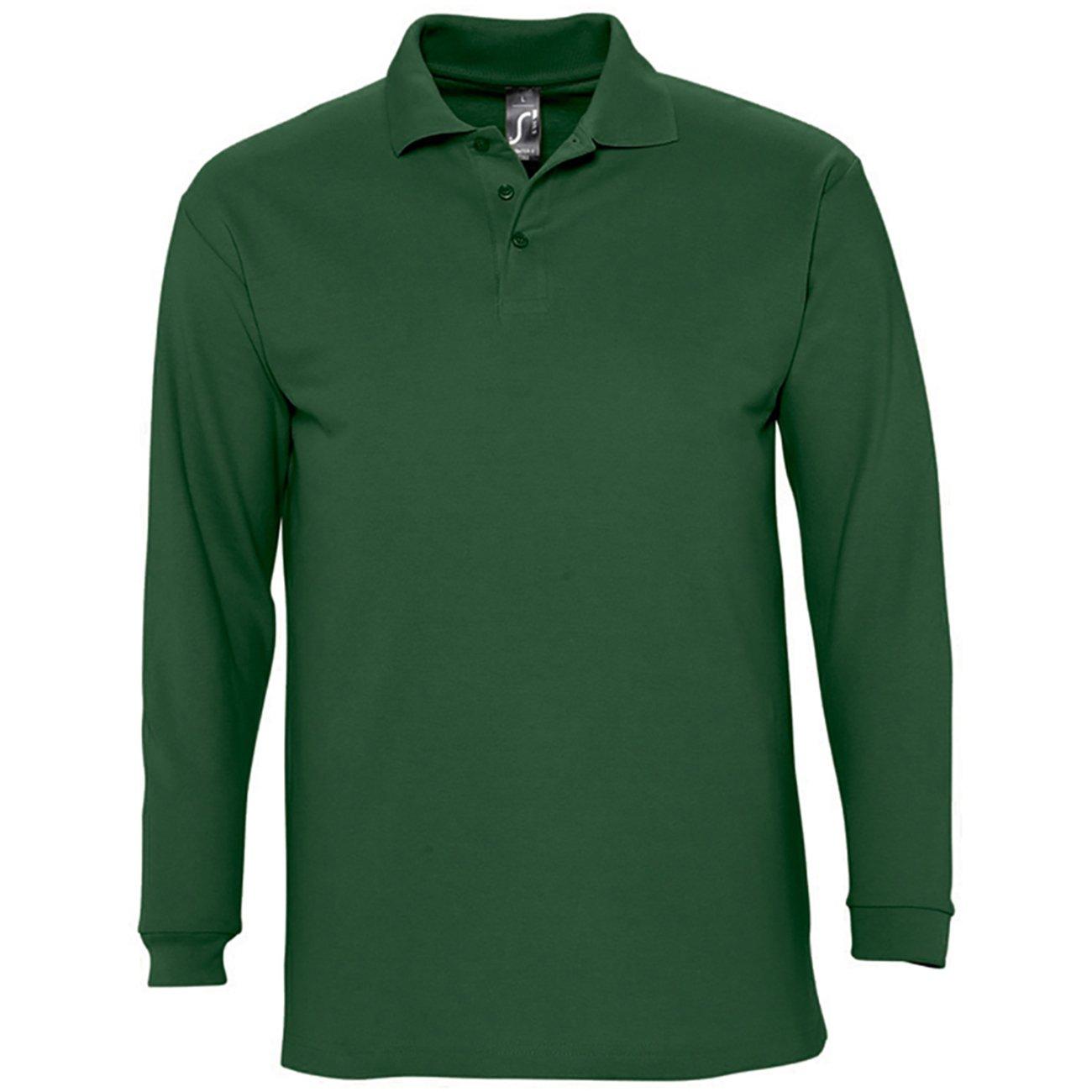 Image of Winter Ii Pique Langarmshirt Poloshirt, Langarm Herren Dunkelgrün XL