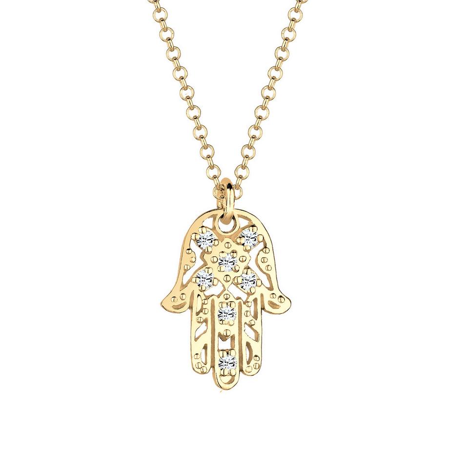 Halskette Hamsa Hand Kristalle