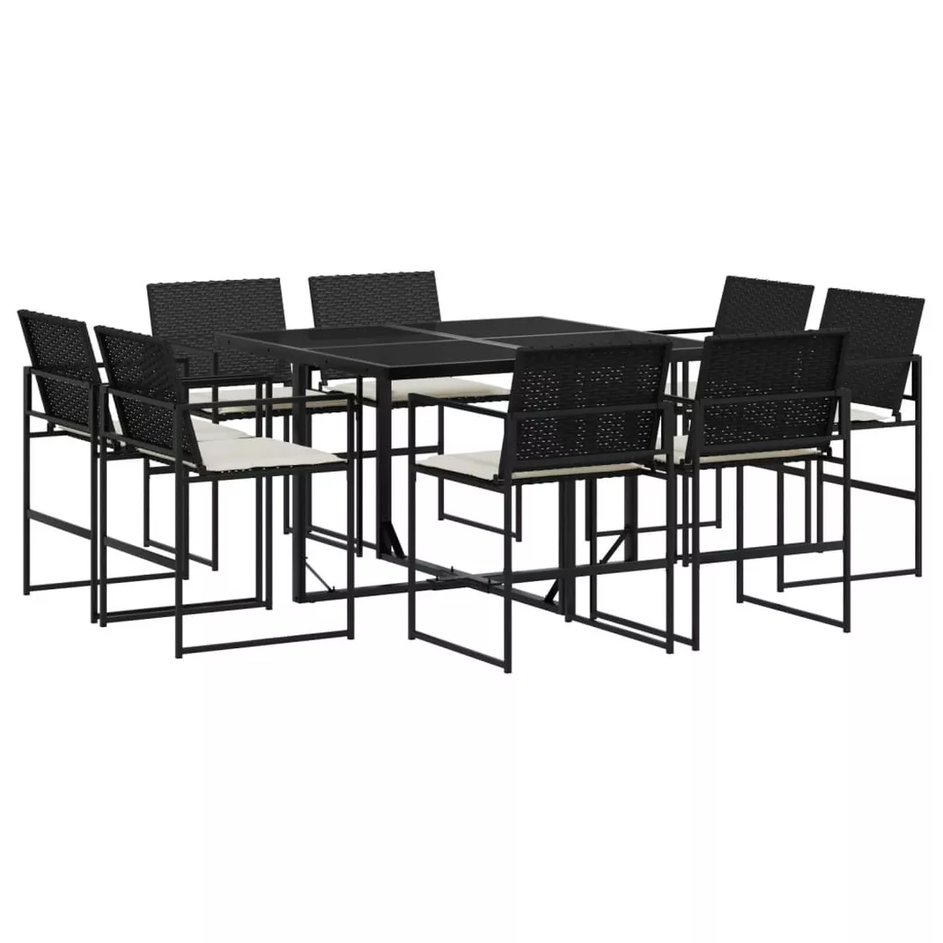 VidaXL - set da pranzo da giardino Polirattan, One Size, Nero