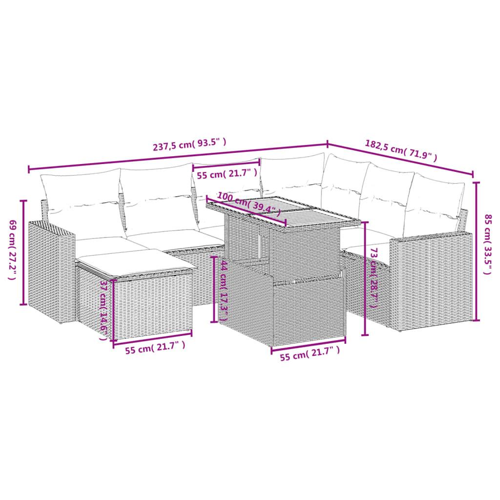 VidaXL Ensemble de canapés de jardin rotin synthétique  